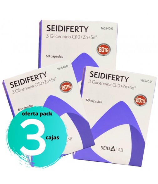Seidiferty 3 Pack 3 (Glicenoina Q10+Zn+Se+DHA 60 Cápsulas)