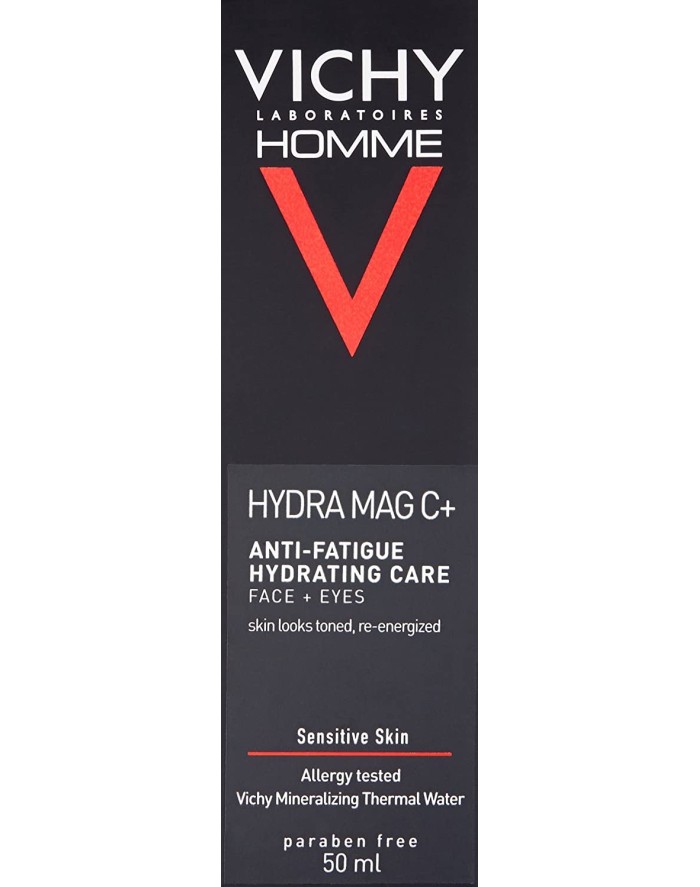 Vichy Homme Hydra Mag C+ Anti-Fatigue Moisturizer for Face and Eyes Sensitive Skin 50ml