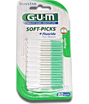 Gum Soft Picks + Fluor Cepillos Interdentales Regular 80 Unidades
