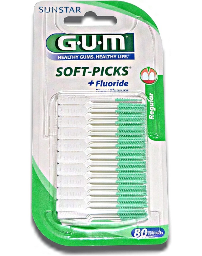 Gum Soft Picks + Fluor Cepillos Interdentales Regular 80 Unidades