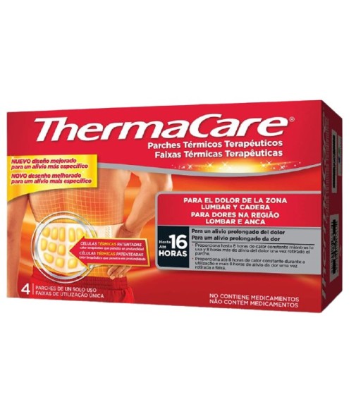 Thermacare Parches Térmicos Terapeúticos para el Dolor Lumbar y Cadera Hasta 16 Horas 4 Parches