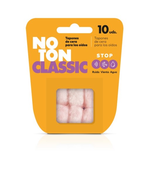 NoTon Classic Wax Ear Plugs Stop Noise Wind and Water 10 Units