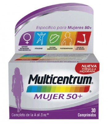 Multicentrum Mujer +50 Años Multivitamínico y Multimineral de la A al Zinc 30 Comprimidos