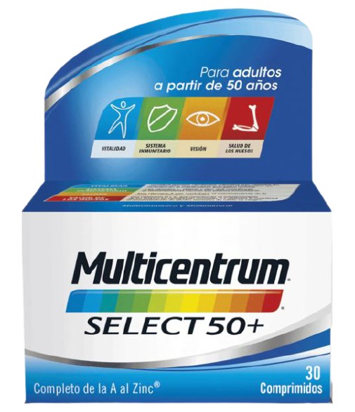 Multicentrum Select 50+ Multivitamínico y Multimineral de la A al Zinc 30 Comprimidos