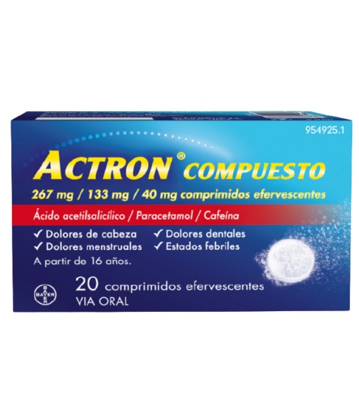 Actron Compuesto 267 mg / 133 mg / 40 mg Comprimidos Efervescentes, 20 comprimidos