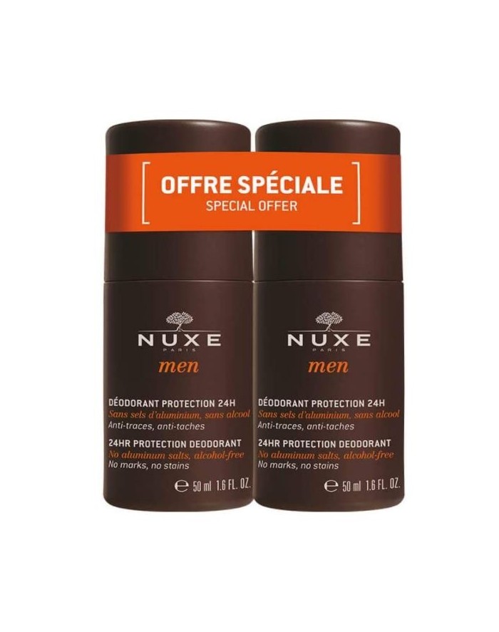 Nuxe Men 24 Hour Deodorant Without Aluminum Salts Without Alcohol Pack 2x50ml