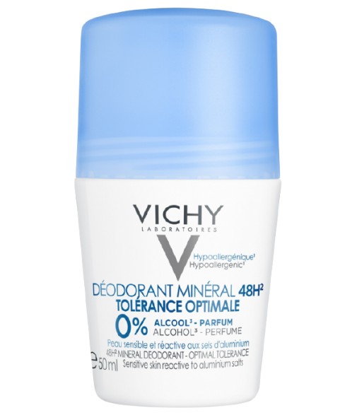 Vichy Desodorante Mineral 48Horas Tolerancia Óptima Piel Sensible y Reactiva a Sales de Aluminio Roll-On 50ml
