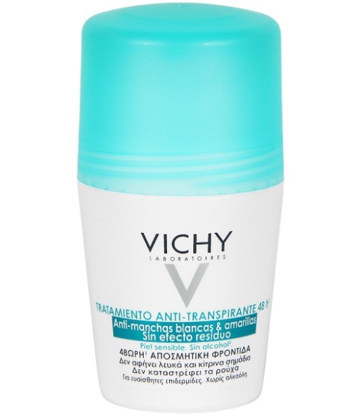 Vichy Desodorante Tratamiento Anti-Transpirante 48H Antimanchas Sin Efecto Residuos Piel Sensible 50ml