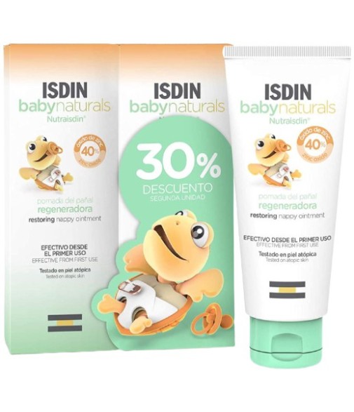 Isdin Baby Naturals Regenerating Diaper Ointment with 40% Zinc Oxide Pack 2x100ml