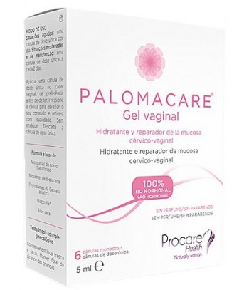 Palomacare Gel Vaginal Hidratante y Reparador de la Mucosa Cérvico-Vaginal 6 Cánulas Monodosis de 5ml