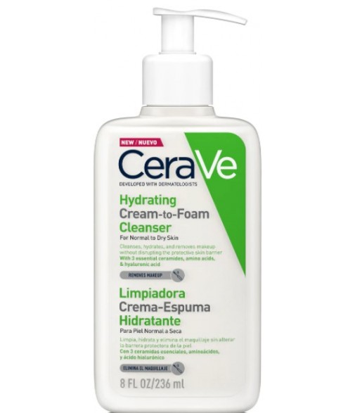 Cerave Limpiadora Crema-Espuma Hidratante Piel Normal a Seca 236ml