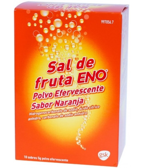 Sal de Fruta ENO Sabor Naranja Polvo Efervescente 10 Sobres