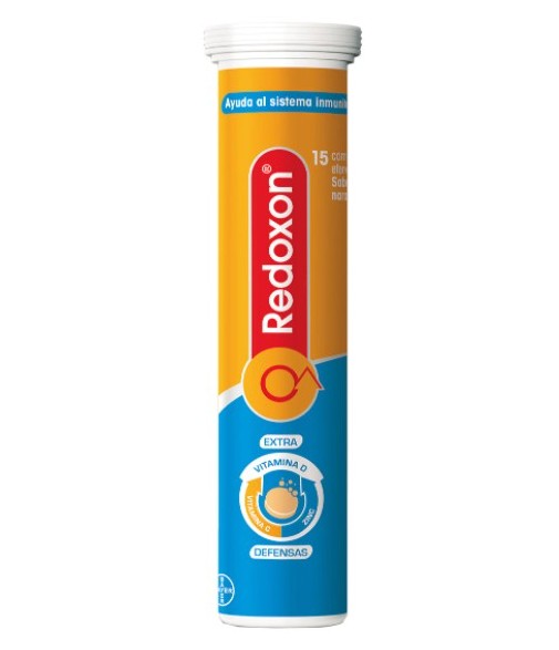 Redoxon Extra Defensas Vitamina C D y Zinc Sabor Naranja 15 Comprimidos Efervescentes