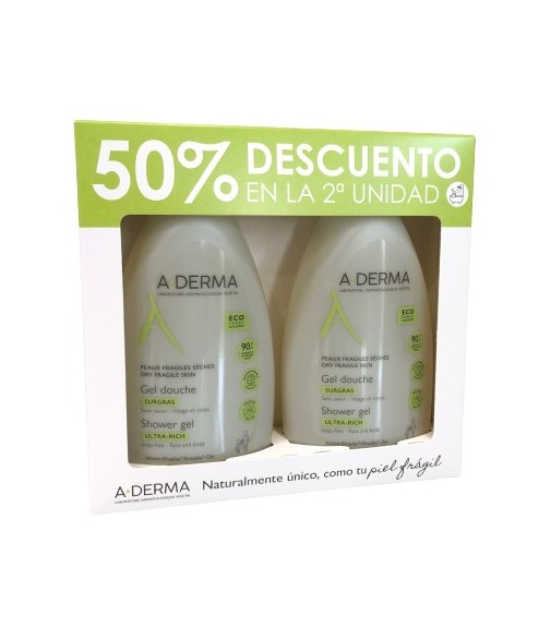 A-Derma Surgras Gel de Ducha Sobregraso Pack 2x500ml