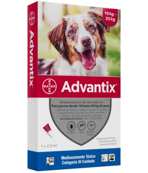 Advantix Pipettes for Dogs 10/25 Kilos 4 Units x 2.5ml