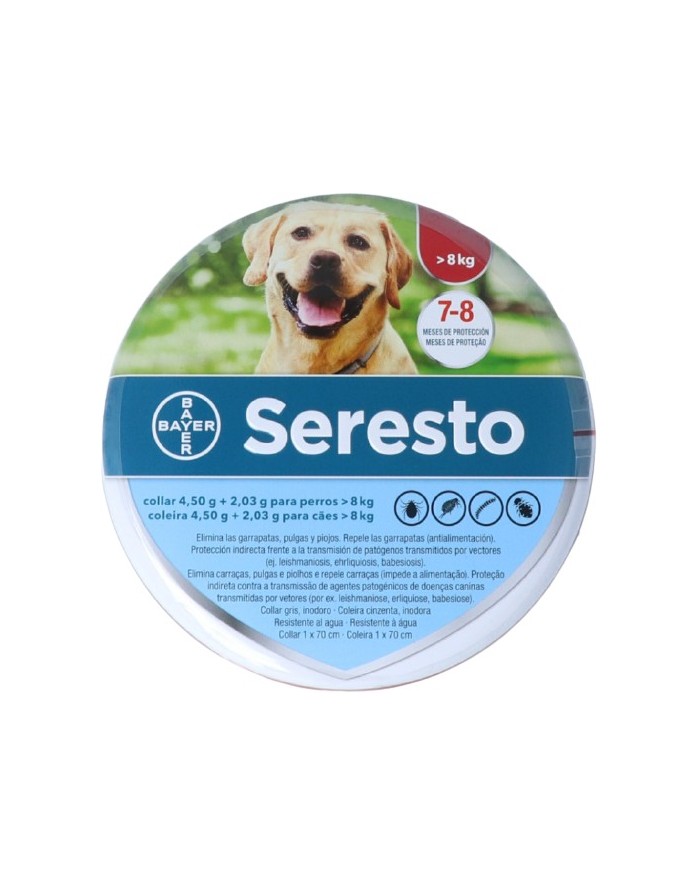 Seresto Collar Para Perros  superior a 8 Kilos 70cm 1 Unidad