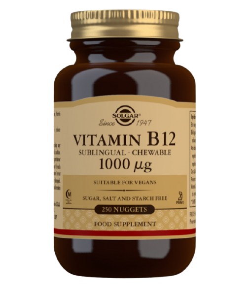 Solgar Vitamina B12 1000μg (Cianocobalamina) 100 Comprimidos Masticables