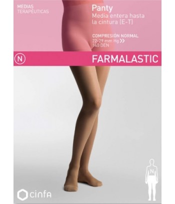 Farmalastic Panty Media Entera Hasta la Cintura Compresión Normal 140 DEN Color Beige Talla Mediana