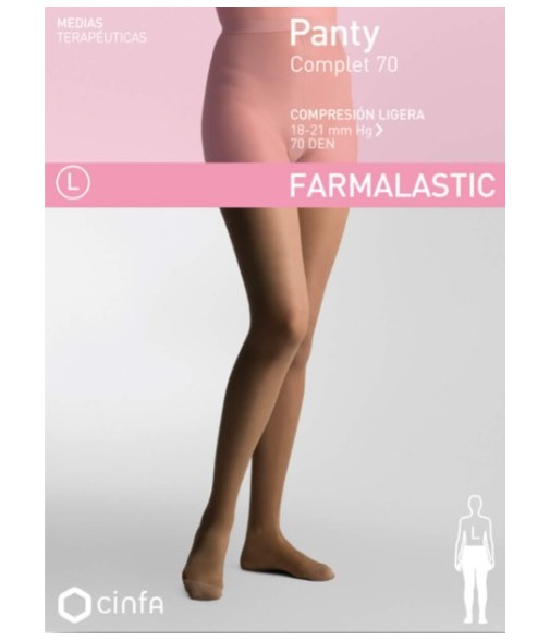 Farmalastic Panty Complete 70 DEN Compresión Ligera Color Negro Talla Mediana