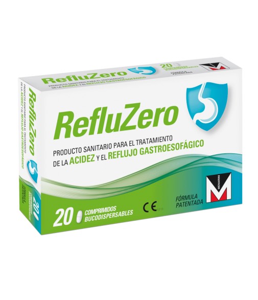 RefluZero Tratamiento de la Acidez y Reflujo Gastroesofágico 20 Comprimidos Bucodispersables