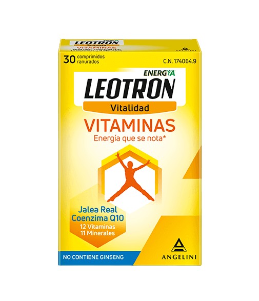 Leotron Vitalidad Vitaminas Jalea Real Coenzima Q10 12 Vitaminas y 11 Minerales 30 Comprimidos Ranurados