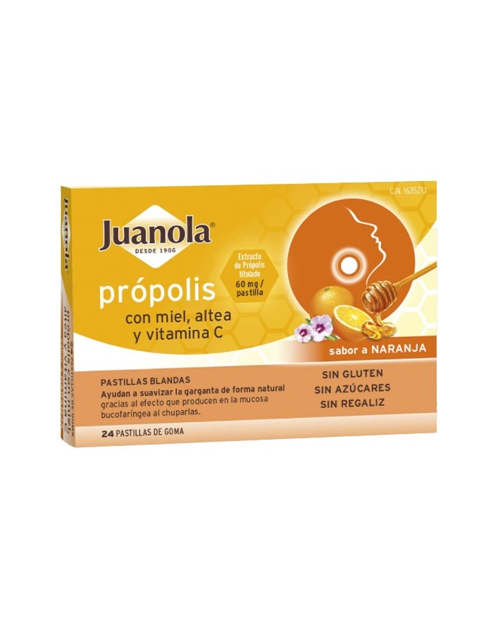 Juanola Própolis con Miel Zinc y Vitamina C Sabor Miel y Limón 24 Pastillas de Goma
