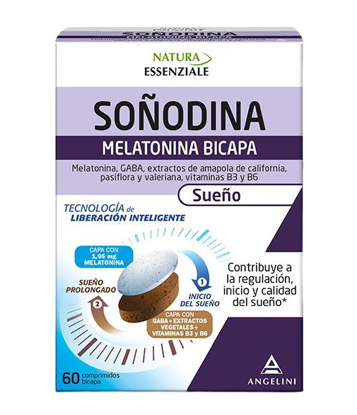 Soñodina Melatonina Bicapa con GABA Sueño 60 Comprimidos Bicapa