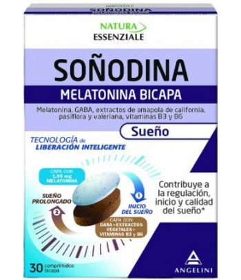Soñodina Melatonina Bicapa con GABA Sueño 30 Comprimidos Bicapa