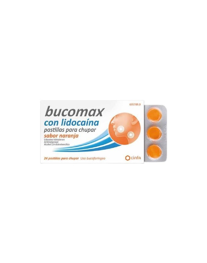 Bucomax Con Lidocaína 24 Pastillas Para Chupar Sabor Naranja