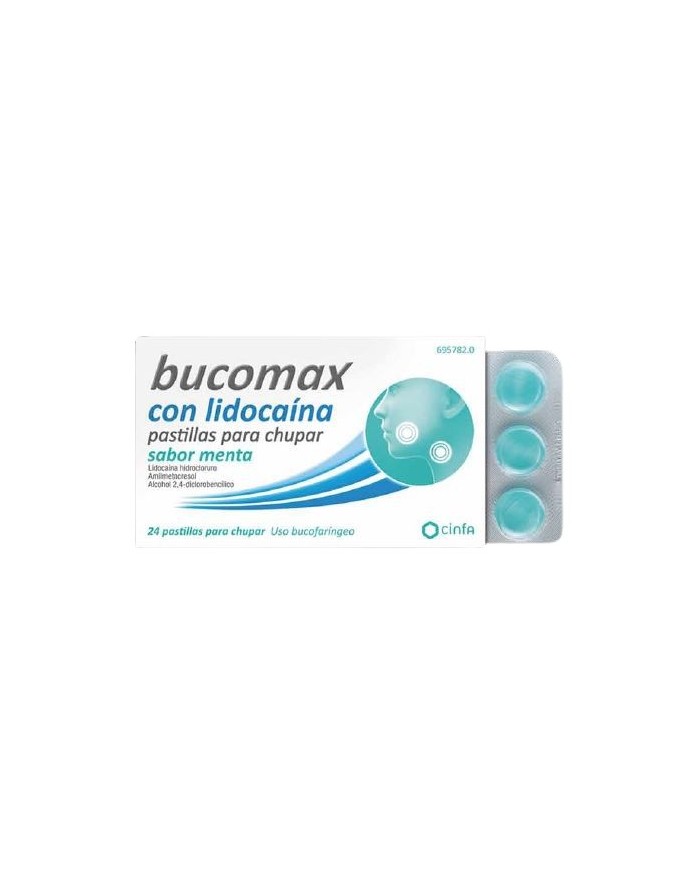 Bucomax Con Lidocaína 24 Pastillas Para Chupar Sabor Menta