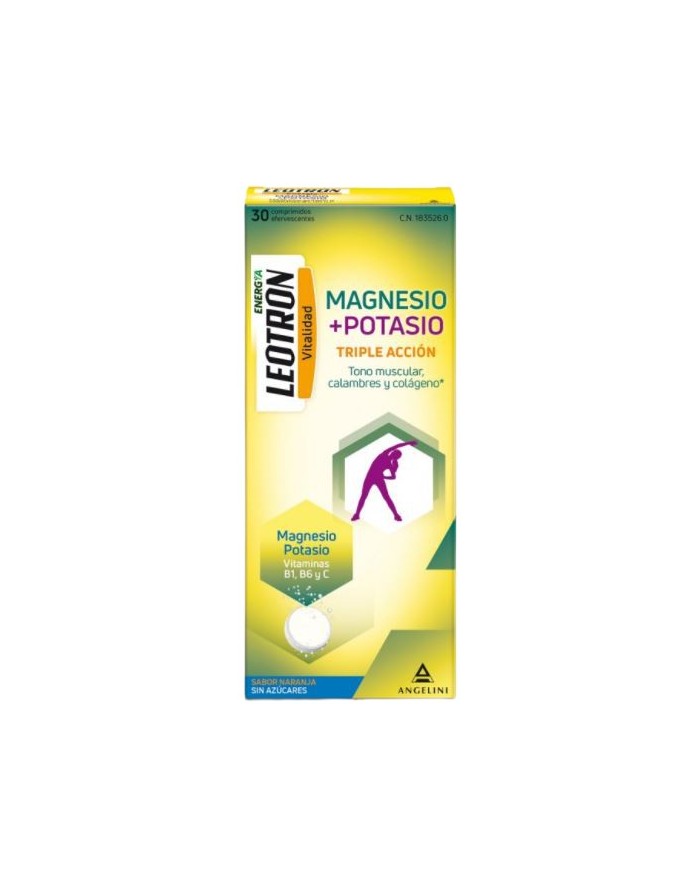 Leotron Vitality Magnesium + Potassium Triple Action Orange Flavor 30 Effervescent Tablets
