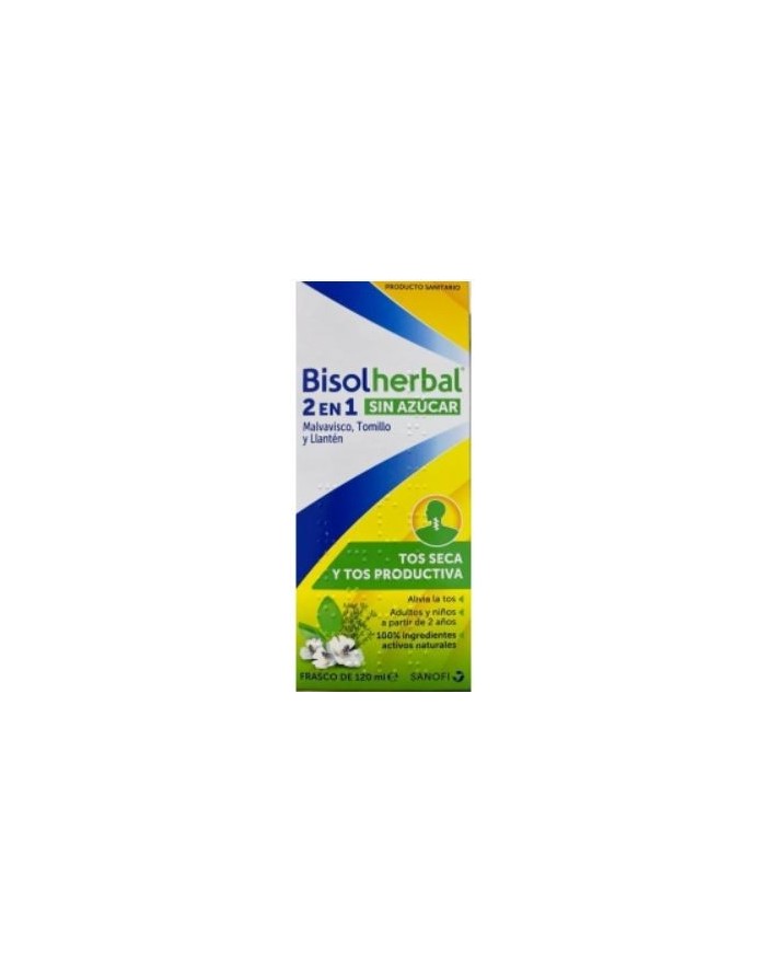 Bisolherbal 2 en 1 Sin Azúcar Tos Seca y Tos Productiva Jarabe 100% Natural 120 ml 
