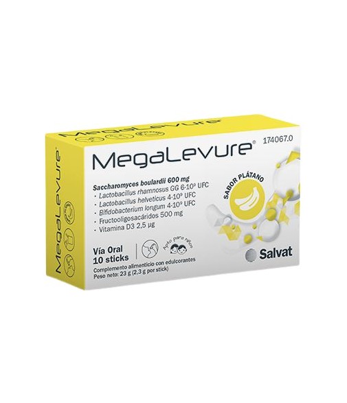 Megalevure Probióticos Sabor Plátano 10 Sticks