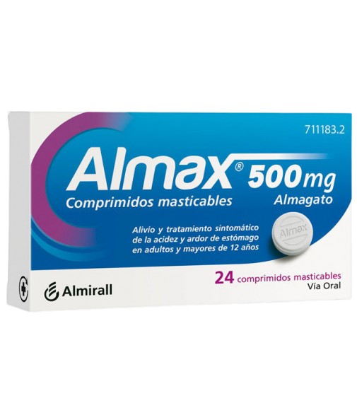 ALMAX 500 mg COMPRIMIDOS MASTICABLES,24 comprimidos