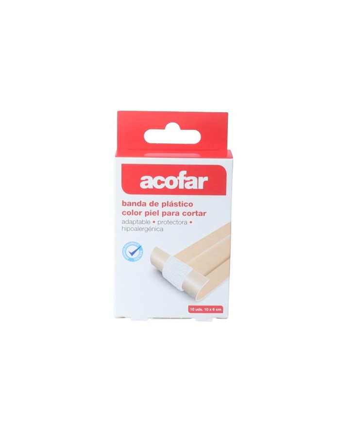 Acofar Tirita Banda Plástica para Cortar Color Piel 10x6cm 10 Unidades