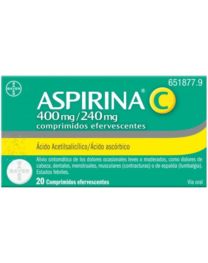 ASPIRINA C 400/240 MG COMPRIMIDOS EFERVESCENTES, 20 comprimidos