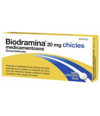 Biodramina Chicles Medicamentosos 20 mg 6 unidades