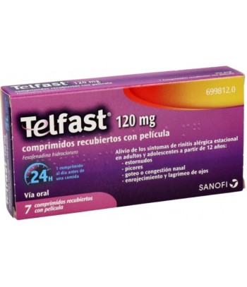 Telfast Fexofenadina Hidrocloruro 120 mg 7 Comprimidos Recubiertos