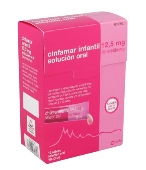 Cinfamar Infantil 12,5 mg 12 unidosis