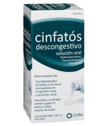 Cinfatós Descongestivo Dextrometorfano/ Pseudoefedrina/Triprolidina Solución Oral 200ml