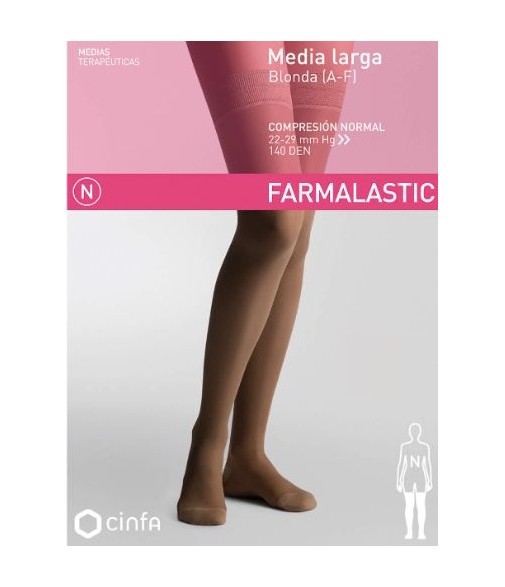 Farmalastic Media Larga Blonda Compresión Normal Color Negro Talla Grande