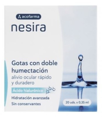 Acofarma Nesira Double Moisturizing Drops with Hyaluronic Acid Without Preservatives 20 units of 0.35 ml