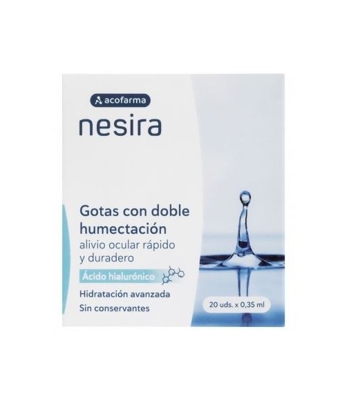 Acofarma Nesira Double Moisturizing Drops with Hyaluronic Acid Without Preservatives 20 units of 0.35 ml