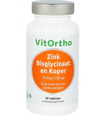 Vitortho Zinc Bisglicinato 15 mg + Cobre 250 mcg 60 Cápsulas