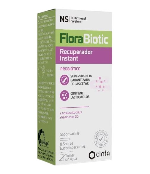 NS FloraBiotic Recuperador Instant Probiótico Sabor Vainilla 8 Sobres