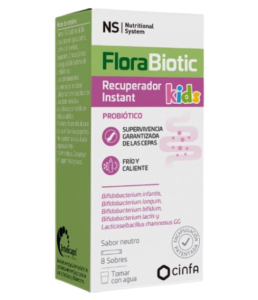 NS FloraBiotic Recuperador Instant Kids Probiótico Sabor Neutro 8 Sobres