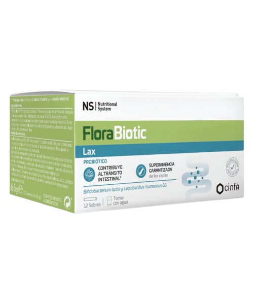 NS FloraBiotic Lax Probiotico con Fibra y Plantago Ovata 12 Sobres