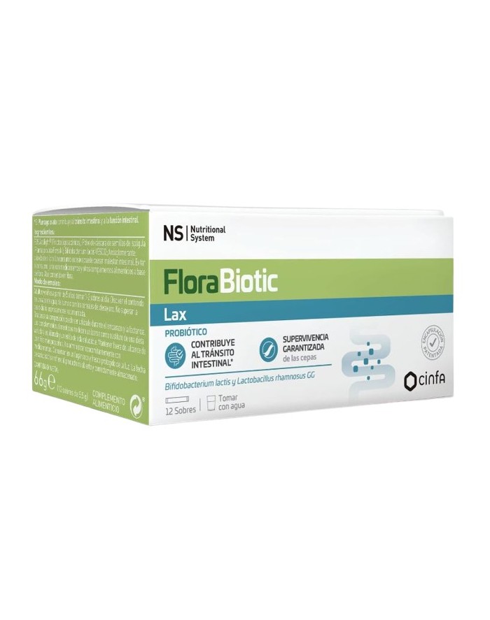 NS FloraBiotic Lax Probiotico con Fibra y Plantago Ovata 12 Sobres