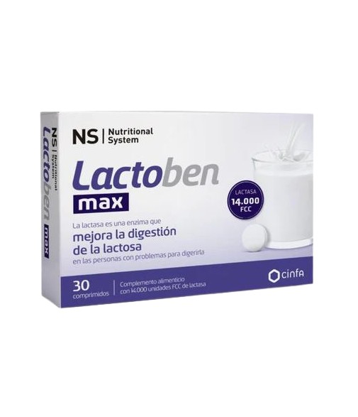 NS Lactoben Max 14.000 unidades FCC de Lactasa 30 Comprimidos