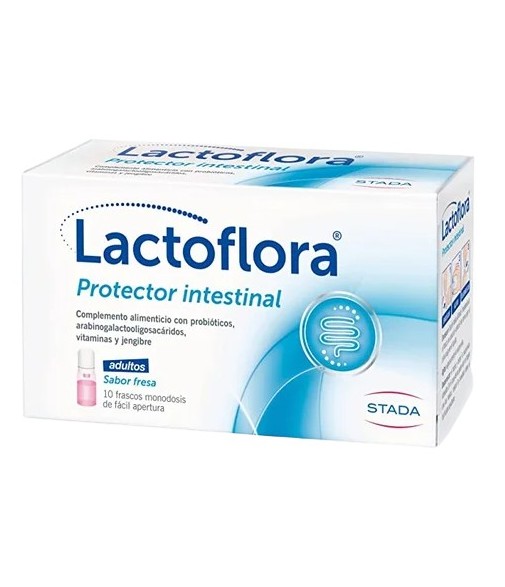Lactoflora Intestinal Protector Adults Strawberry Flavor 10 Single-Dose Bottles